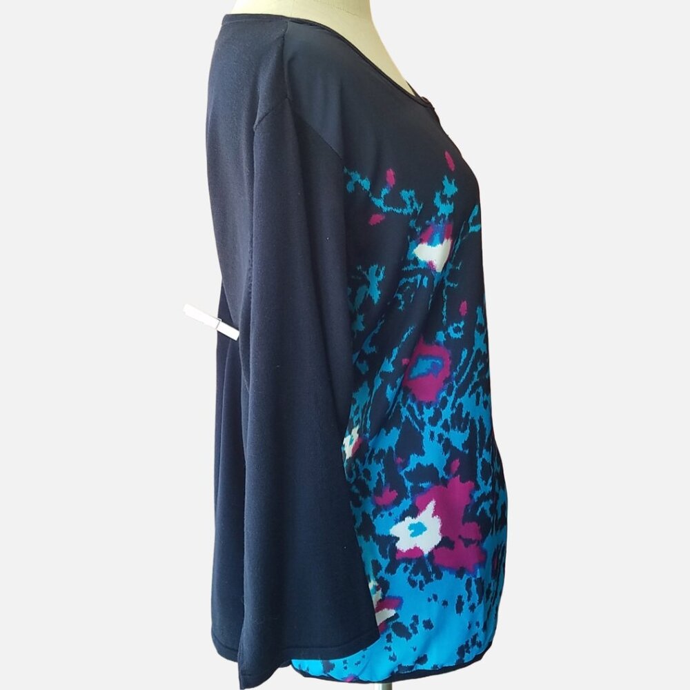 Investments II Plus Size Abstract Floral-Print Cardigan - 2X - Picture 4 of 10